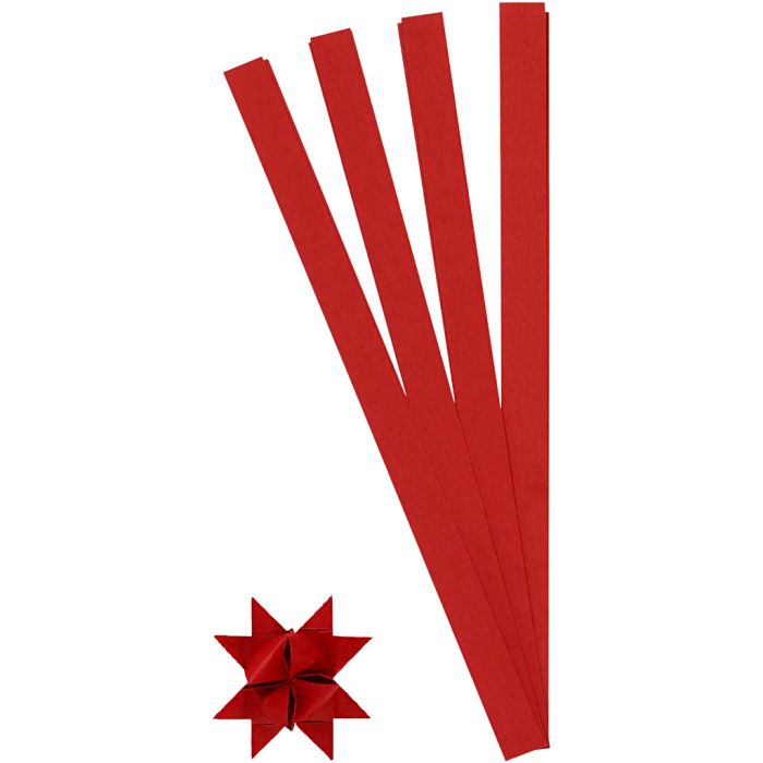 Paper Star Strips, L: 45 cm, W: 15 mm, dia. 6,5 cm, red, 100 strips/ 1 pack