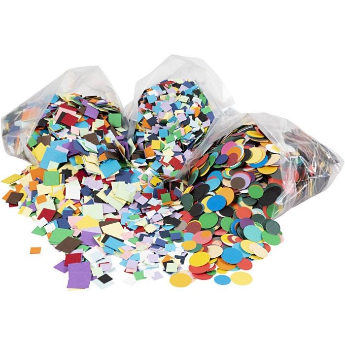 Card Mosaics, size 10+15+20 mm, assorted colours, 8x180 g/ 1 pack