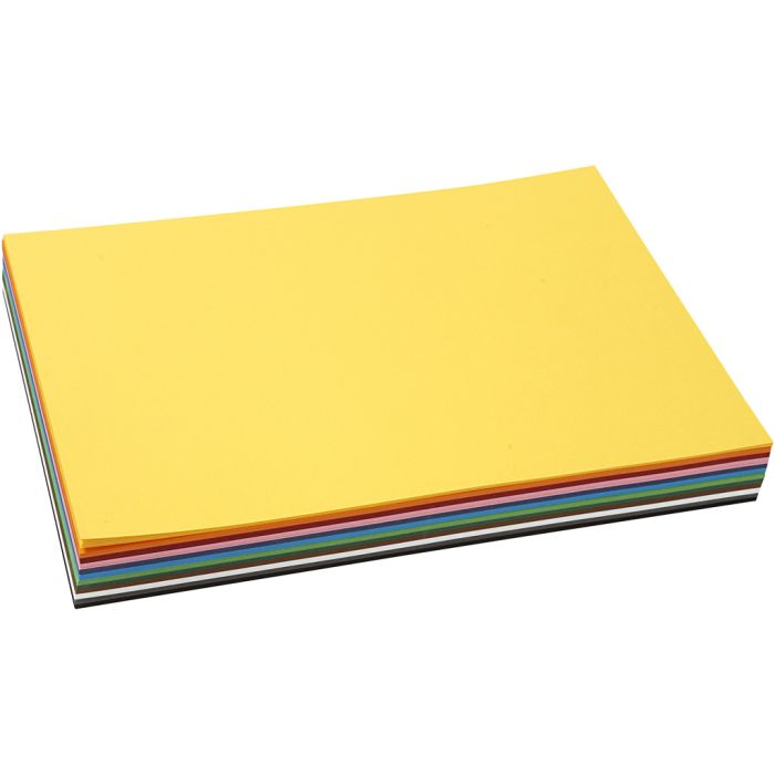 Coloured Card, A4, sheet 210x297 mm, 180 g, assorted colours, 12x10sheet/ 1 pack