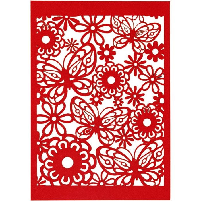 Lace Patterned cardboard, sheet 10,5x15 cm, 200 g, red, 10pc/ 1 pack