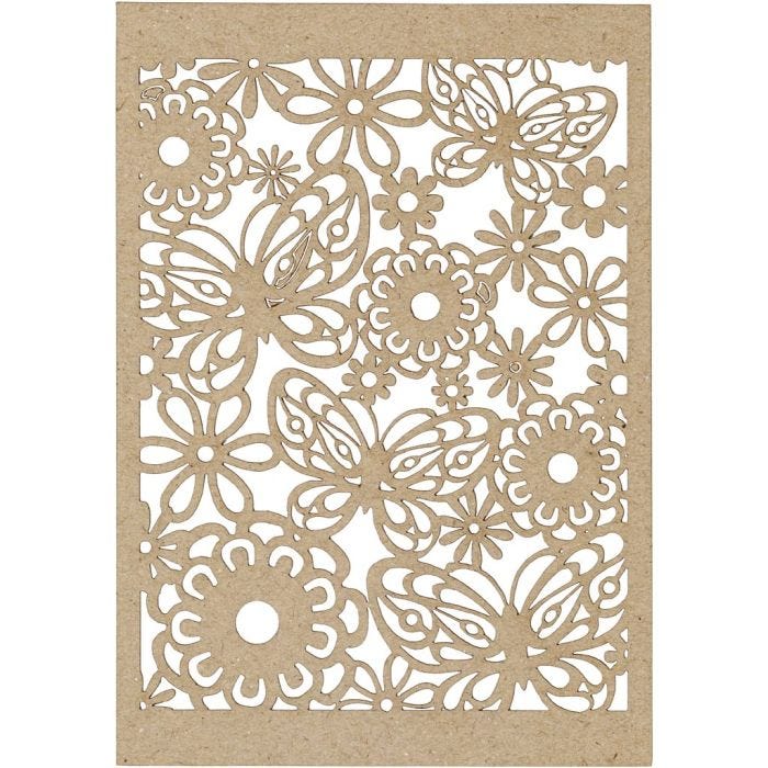Lace Patterned cardboard, sheet 10,5x15 cm, 200 g, natural, 10pc/ 1 pack