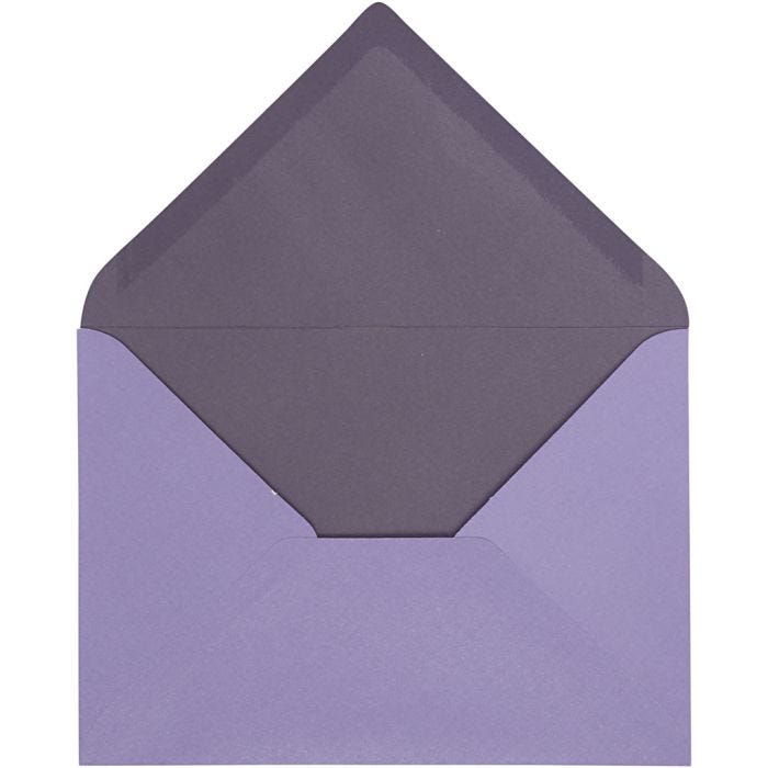 Envelope, envelope size 11,5x16 cm, 100 g, dark lilac/lilac, 10pc/ 1 pack