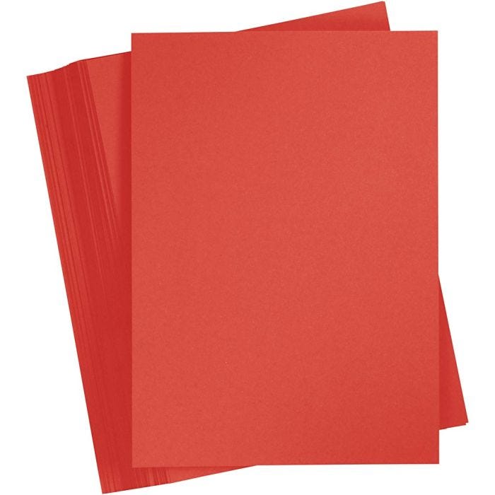 Card, A4, sheet 210x297 mm, 180 g, red, 100 sheet/ 1 pack