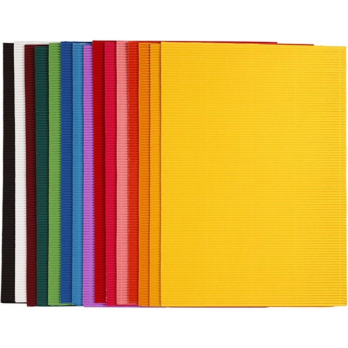 Corrugated Card, sheet 25x35 cm, 80 g, 15 ass sheets/ 1 pack