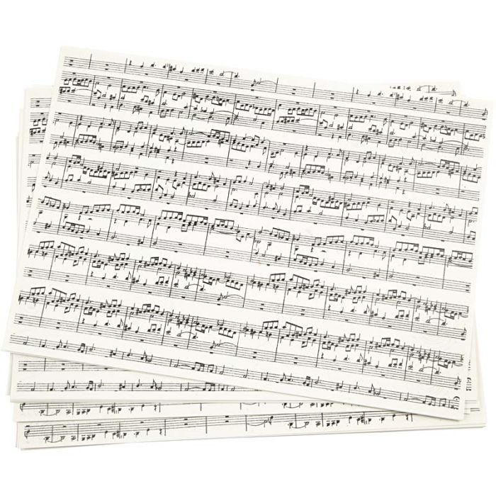 Kraft Paper with print, music notes, A4, sheet 210x297 mm, 100 g, 10 sheet/ 1 pack