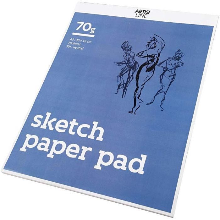 Sketch Pad, A3, sheet 297x420 mm, 70 g, white, 70 sheet/ 1 pack