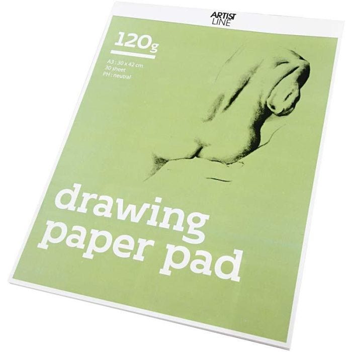 Drawing Paper Pad, A3, sheet 297x420 mm, 120 g, white, 30 sheet/ 1 pack