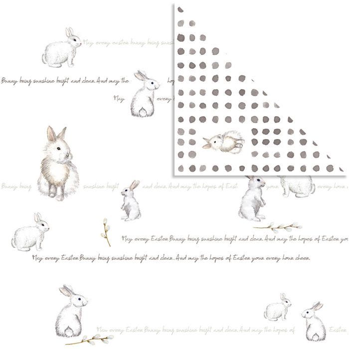 Design Paper, bunny, sheet 30,5x30,5 cm, 180 g, 5 sheet/ 1 pack