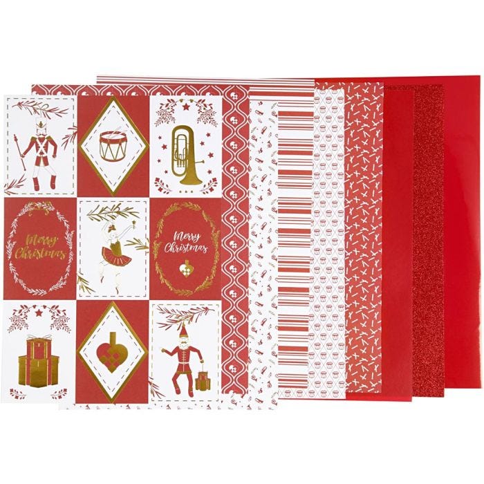 Design Paper pad, size 21x30 cm, 120+128 g, red, white, 24 sheet/ 1 pack