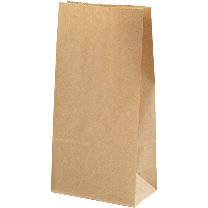 Paper Bag, H: 22.5 cm, size 6,5x11 cm, 50 g, brown, 10 pc/ 1 pack