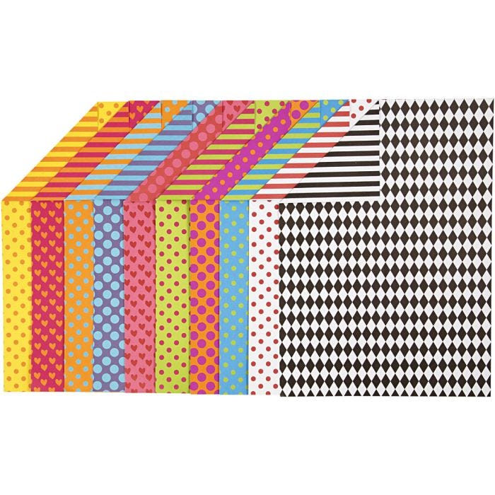 Patterned Card, A4, sheet 210x297 mm, 250 g, assorted colours, 200 ass sheets/ 1 pack