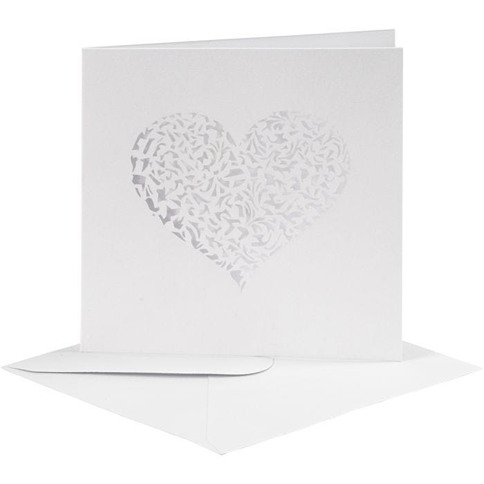 Card &amp; Envelope, card size 13,5x13,5 cm, envelope size 14,5x14,5 cm, 240+110 g, white, 5set/ 1 pack