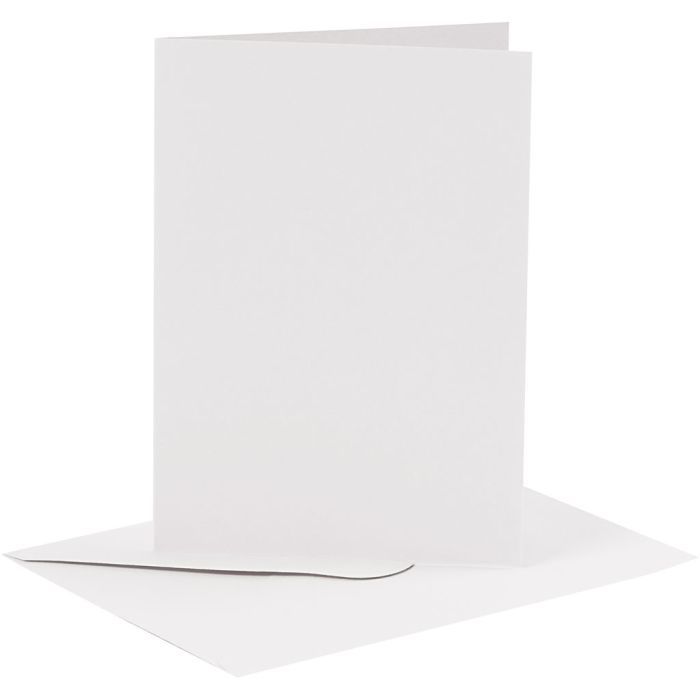 Cards and envelopes, card size 10,5x15 cm, envelope size 11,5x16,5 cm, 110+230 g, white, 6set/ 1 pack