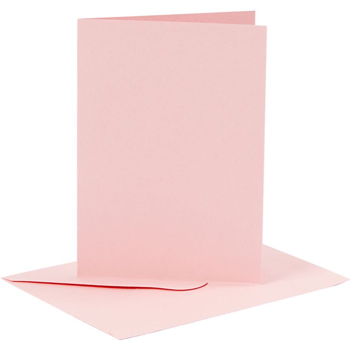 Cards and envelopes, card size 10,5x15 cm, envelope size 11,5x16,5 cm, 110+220 g, rose, 6set/ 1 pack