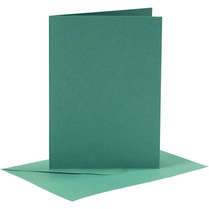Cards and envelopes, card size 10,5x15 cm, envelope size 11,5x16,5 cm, 110+230 g, dark green, 6set/ 1 pack