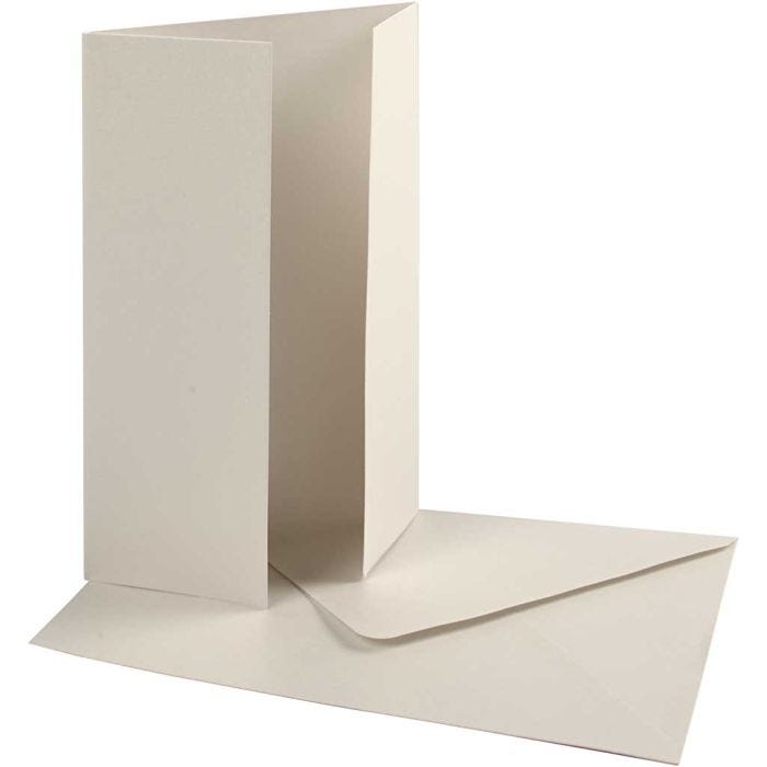 Pearlescent Card &amp; Envelope, card size 10,5x15 cm, envelope size 11,5x16,5 cm, 230+120 g, off-white, 10 set/ 1 pack