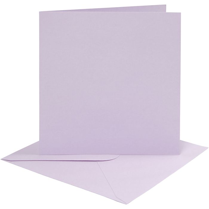 Cards and envelopes, card size 15,2x15,2 cm, envelope size 16x16 cm, 210 g, light lilac, 4 set/ 1 pack