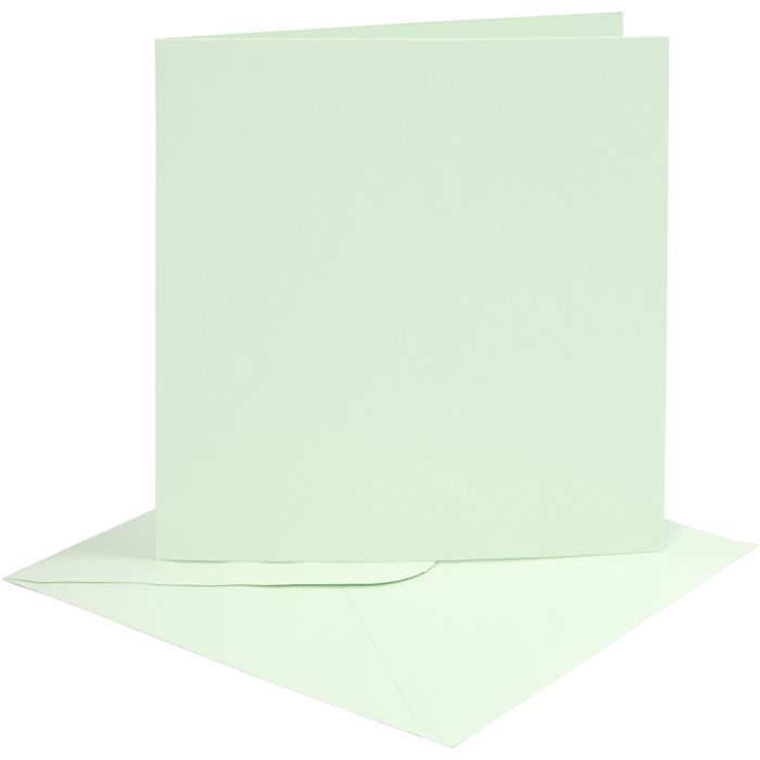 Cards and envelopes, card size 15,2x15,2 cm, envelope size 16x16 cm, 210 g, light green, 4 set/ 1 pack