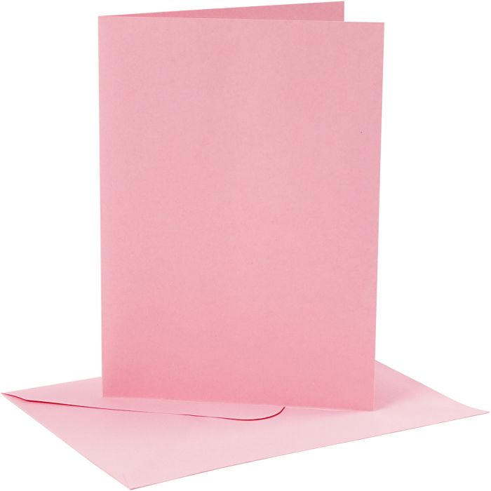 Cards and envelopes, card size 12,7x17,8 cm, envelope size 13,3x18,5 cm, 220 g, rose, 4 set/ 1 pack