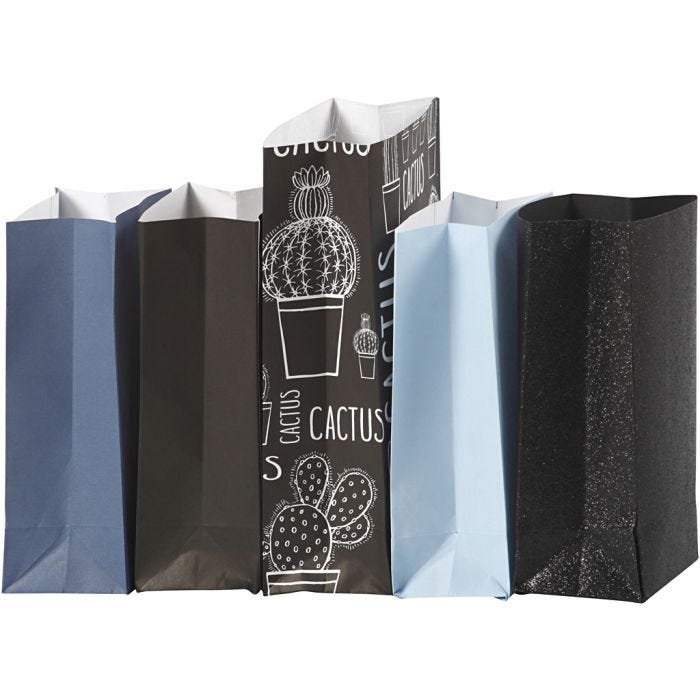 Paper Bag, H: 21 cm, size 6x9 cm, 80 g, 5x10 pack/ 1 pack