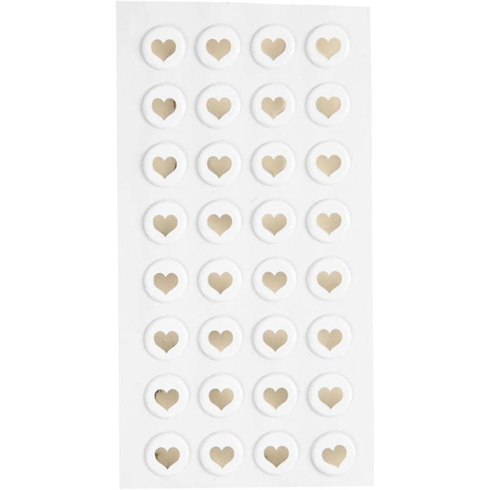 Puffy stickers, dia. 14 mm, thickness 2 mm, white, 32 pc/ 1 pack