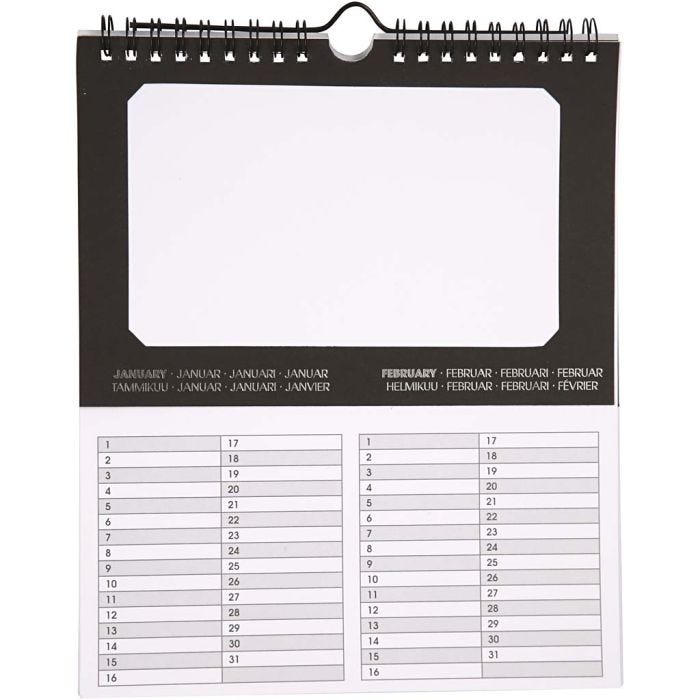 Eternity Calendars, size 19x23 cm, hole size 15,3x9,2 cm, 180 g, 5 pc/ 1 pack