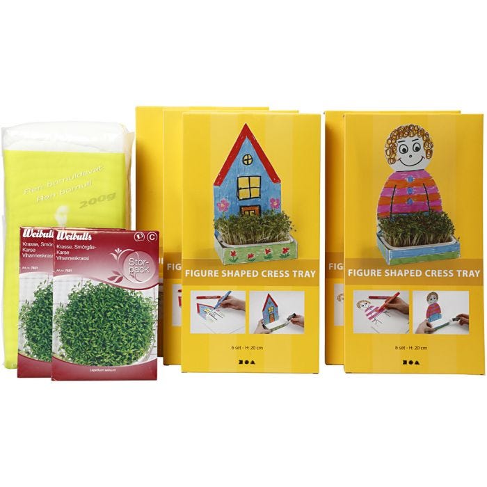 Figure Shaped Cress Trays, H: 20 cm, white, 30 set/ 1 pack