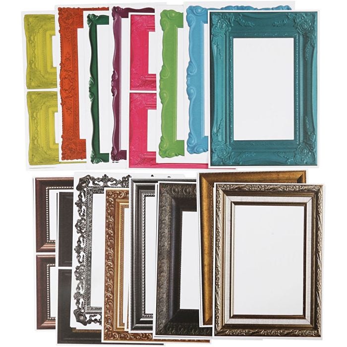 Frames, size 26,2x18,5 cm, assorted colours, 64 ass sheets/ 1 pack