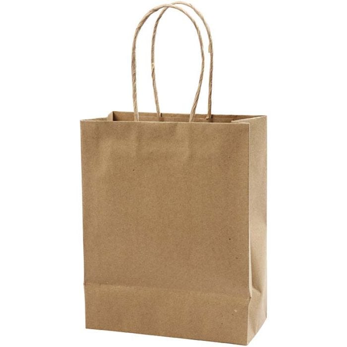 Paper Bag, H: 23 cm, W: 18x9 cm, 125 g, brown, 10 pc/ 1 pack