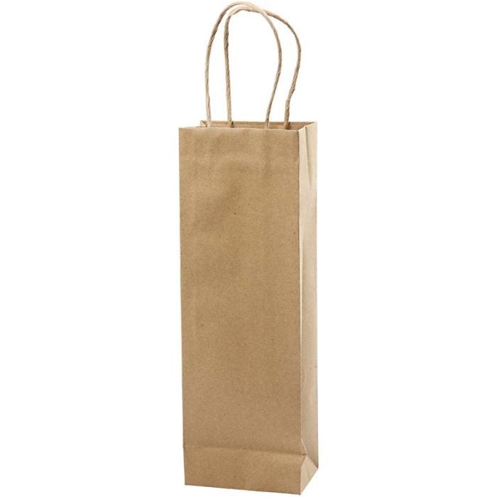 Paper Bag, H: 36 cm, W: 13x8 cm, 125 g, brown, 10 pc/ 1 pack