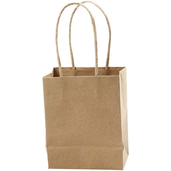 Paper Bag, H: 17 cm, W: 12x7 cm, 125 g, brown, 10 pc/ 1 pack