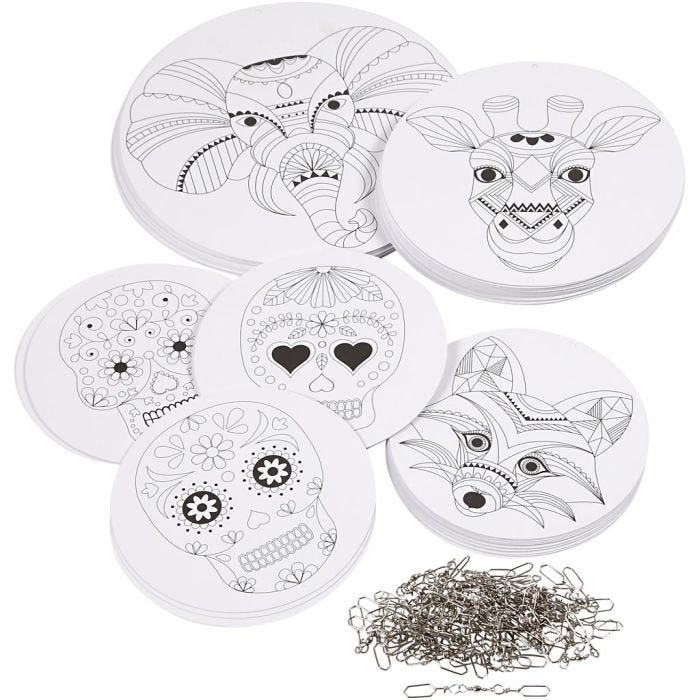 Mobile Ornaments with Motifs, dia. 12+15+18 cm, 300 g, white, 20 set/ 1 pack