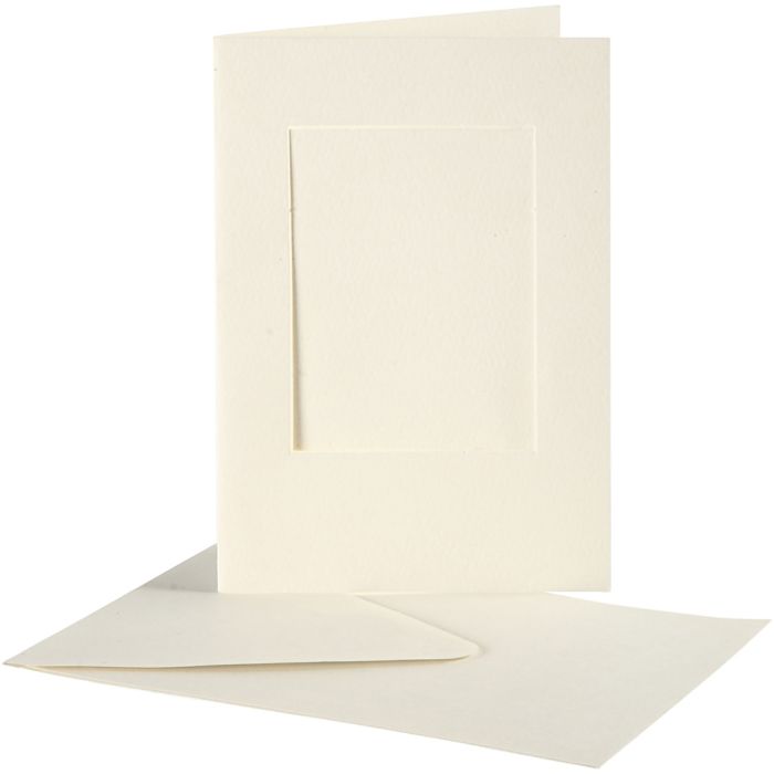 Passepartout Card, rectangular, card size 10,5x15 cm, envelope size 11,5x16,5 cm, off-white, 10 set/ 1 pack