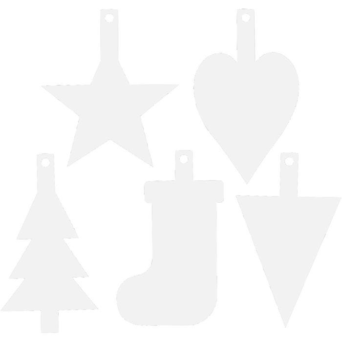 Christmas Ornaments, H: 23,5-26,5 cm, W: 15,5-20,5 cm, white, 100 pc/ 1 pack