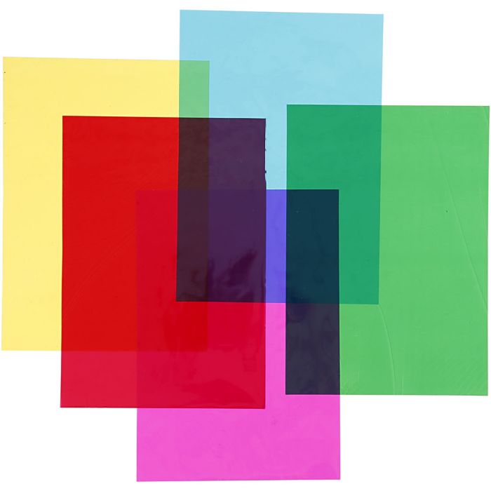 Cellophane, sheet 210x297 mm, assorted colours, 5x20 sheet/ 1 pack