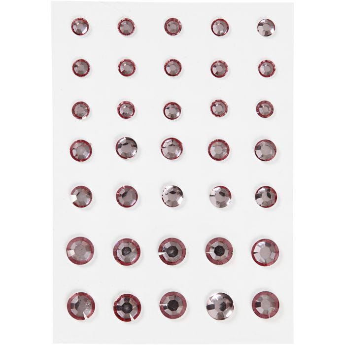 Rhinestones, round cone, size 6+8+10 mm, rose, 35 pc/ 1 pack