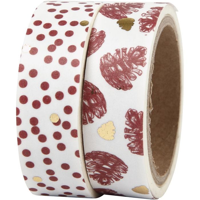 Washi Tape, cones and dots - foil, W: 15 mm, 2x4 m/ 1 pack