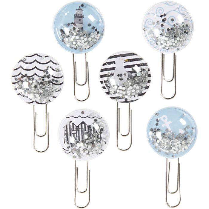 Shaker clips, L: 49 mm, dia. 25 mm, black, blue, grey, white, 6 pc/ 1 pack