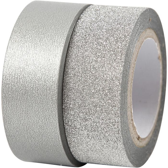 Design Tape, W: 15 mm, silver, 2 roll/ 1 pack