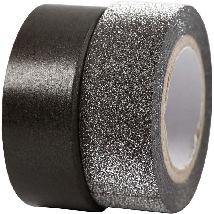 Design Tape, W: 15 mm, black, 2 roll/ 1 pack