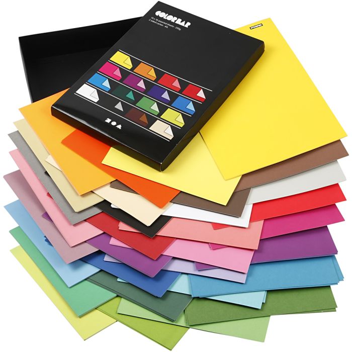 Color Bar Paper, A4, sheet 210x297 mm, 100 g, assorted colours, 16x10 sheet/ 1 pack