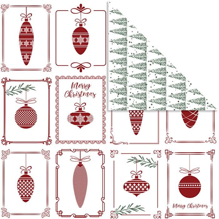Design Paper, christmas balls and christmas trees, sheet 30,5x30,5 cm, 180 g, 5 sheet/ 1 pack