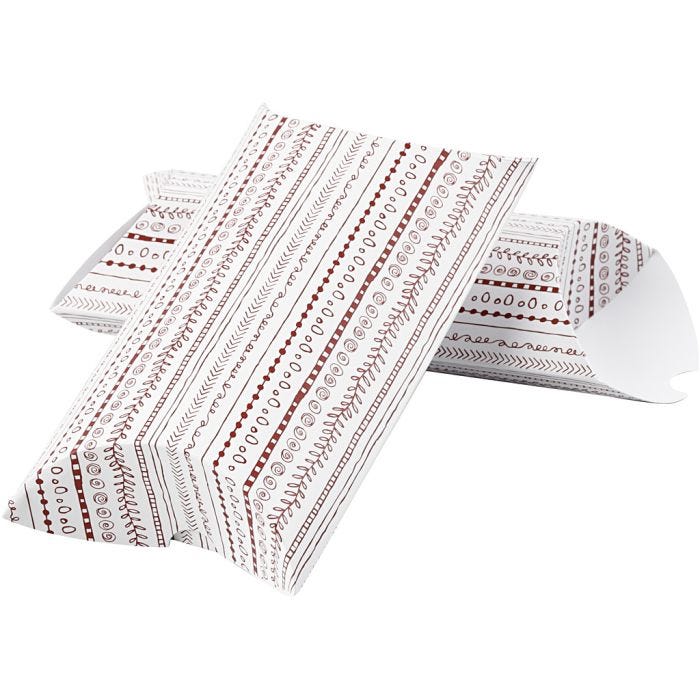 Pillow box, doodles, size 18x15x6 cm, 300 g, red, 3 pc/ 1 pack