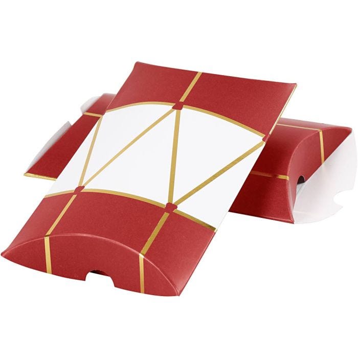 Pillow box, drum, size 12x9,4x2,5 cm, 300 g, gold, red, white, 3 pc/ 1 pack