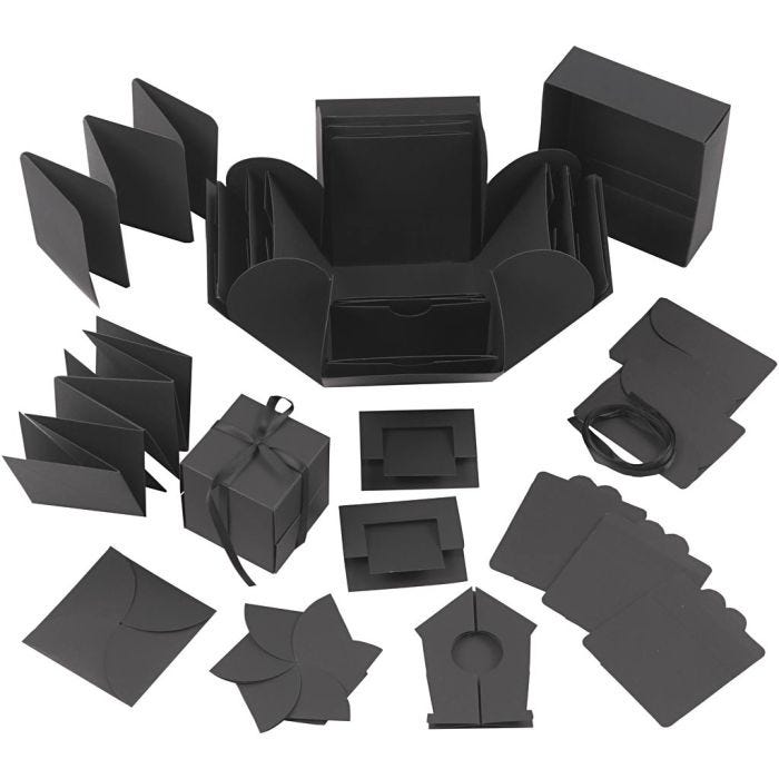 Explosion box, size 7x7x7,5+12x12x12 cm, black, 1 pc