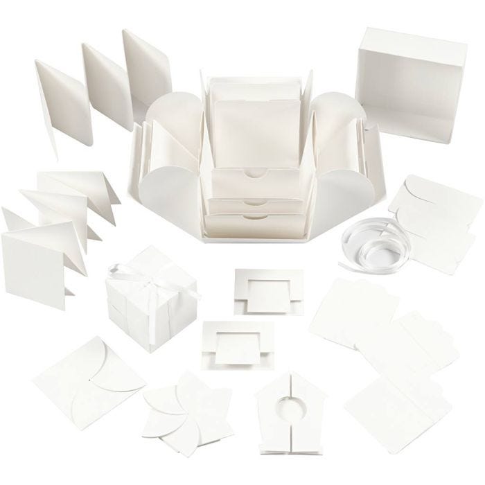 Explosion box, size 7x7x7,5+12x12x12 cm, off-white, 1 pc