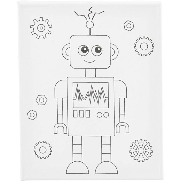 Colour-in Canvas, Robot, D. 1,6 cm, size 24x30 cm, 360 g, 1 pc