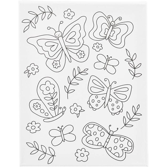 Colour-in Canvas, Butterflies, D. 1,6 cm, size 24x30 cm, 360 g, 1 pc