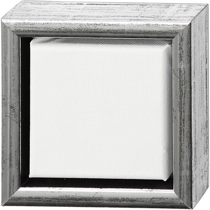 ArtistLine Canvas with frame, D. 3 cm, size 14x14 cm, antique silver, white, 1 pc