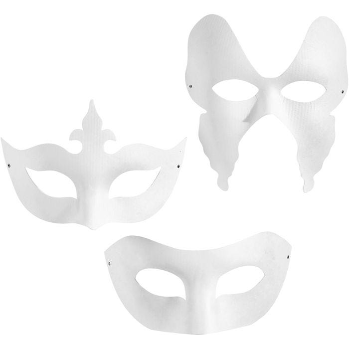 Masks, H: 10-20 cm, W: 18-20 cm, white, 3x4 pc/ 1 pack